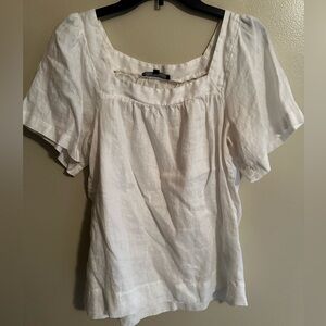 White 100% Linen Square Neck Too